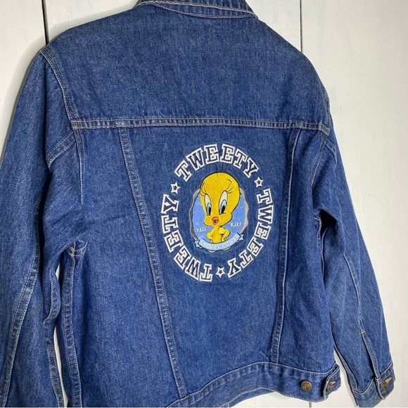 Y2K Looney tunes Tweety denim embroidered jacket size S - Picture 7 of 10